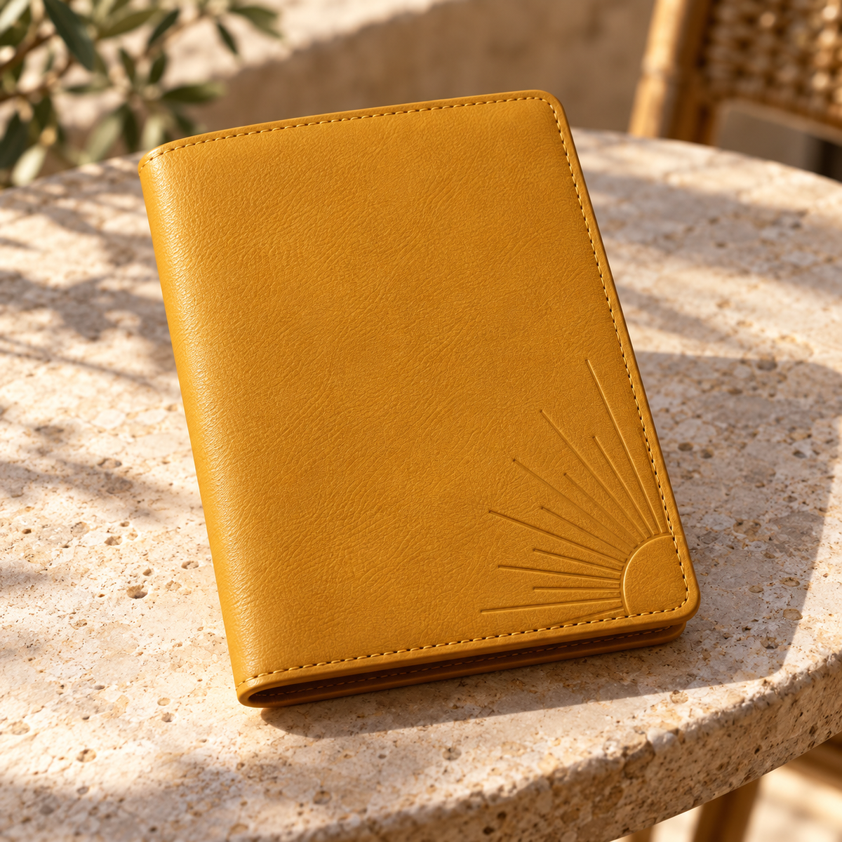 Ochre Passport Cover — AI-generated design visualization