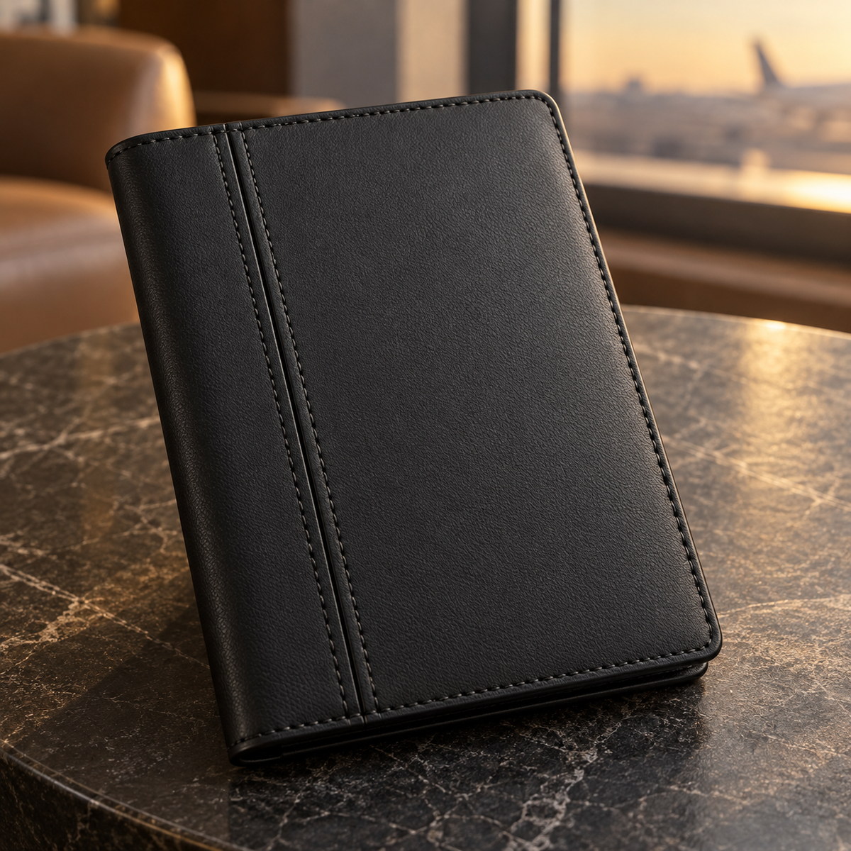 Noir Passport Cover — AI-generated design visualization